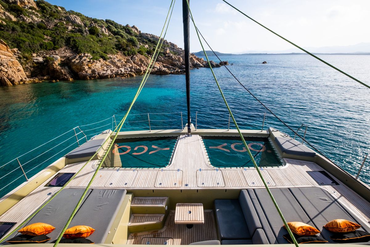 Deck of YGO., a Sunreef Yachts Sunreef 60 catamaran at Palma de Mallorca, Spain