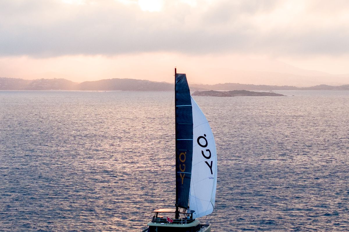 Exterior view of YGO., a Sunreef Yachts Sunreef 60 catamaran at Palma de Mallorca, Spain