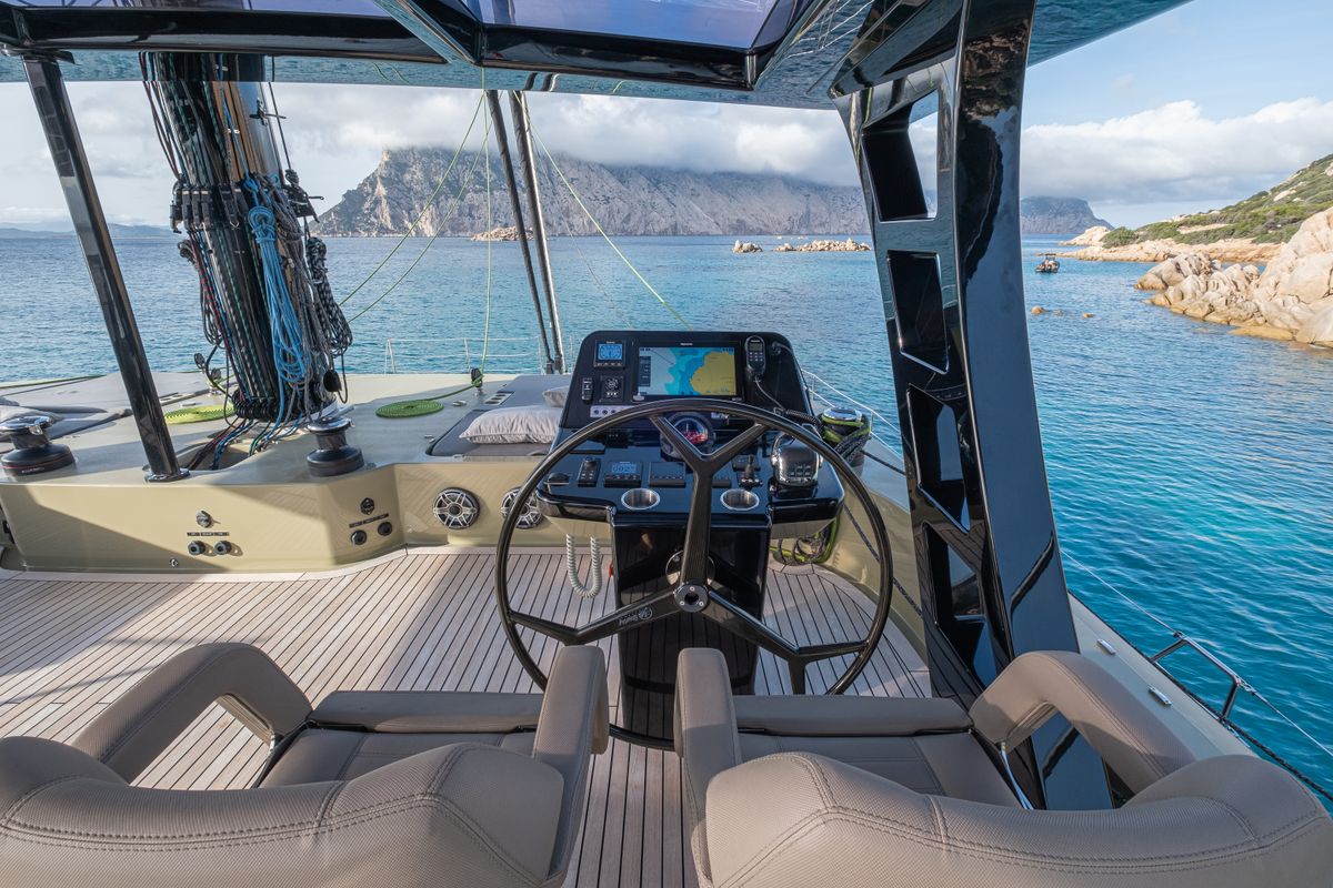 Cockpit of YGO., a Sunreef Yachts Sunreef 60 catamaran at Palma de Mallorca, Spain