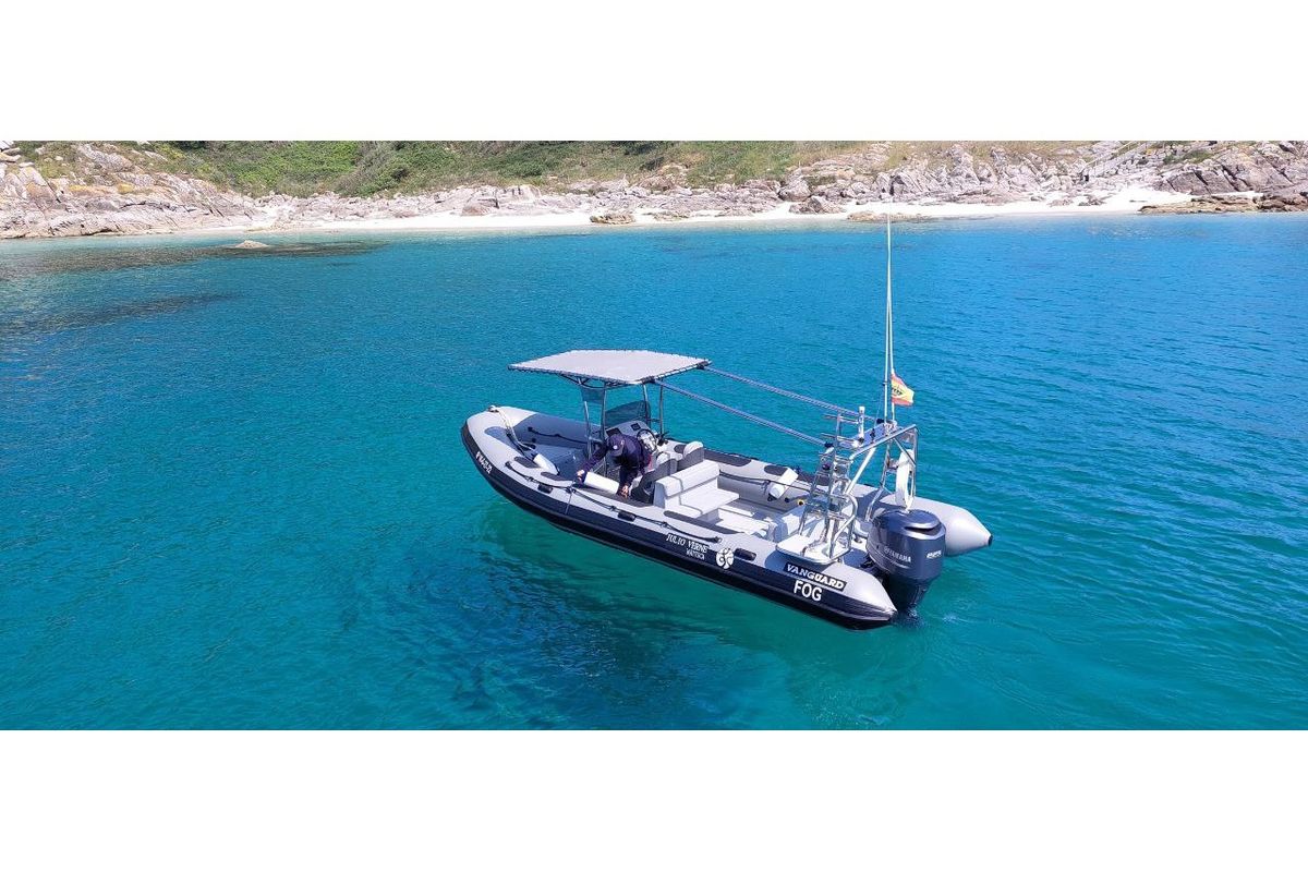 Exterior view of Fog, a Gulet Vanguard DR-760 motorboat at Baiona, Spain