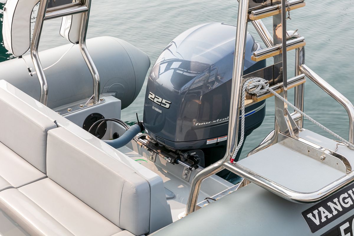 Fog, a Gulet Vanguard DR-760 motorboat at Baiona, Spain