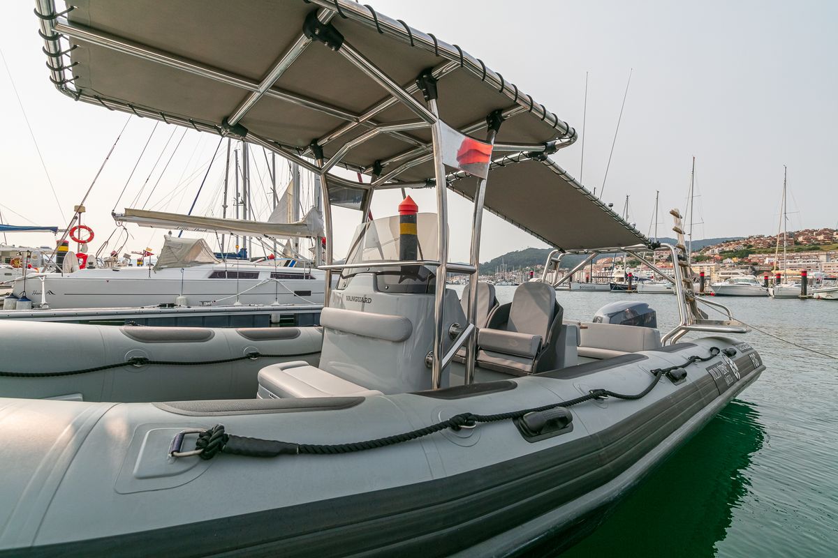 Exterior view of Fog, a Gulet Vanguard DR-760 motorboat at Baiona, Spain
