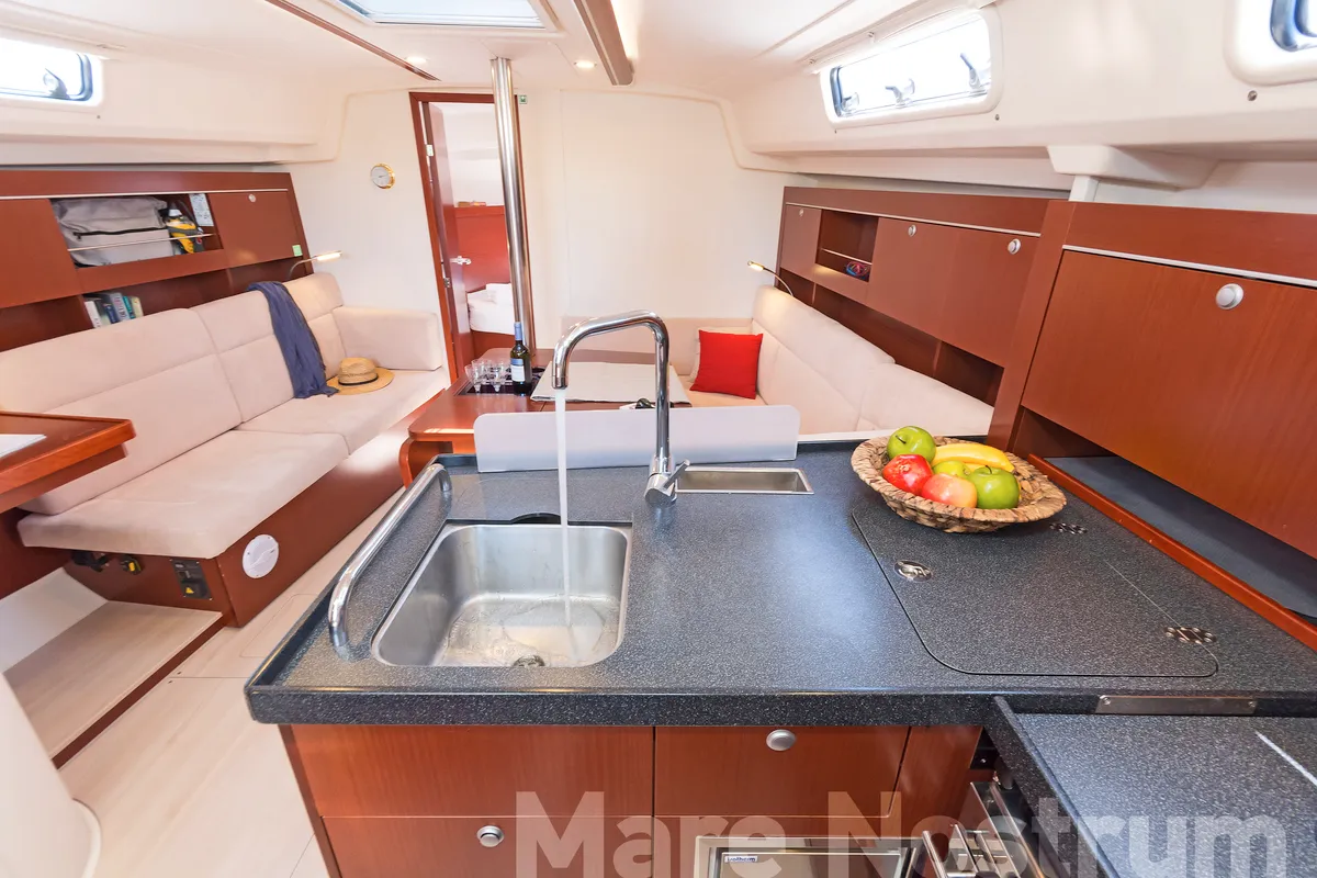 Galley of Mare Nostrum, a Hanse Yachts Hanse 385 sailboat at Kos, Greece