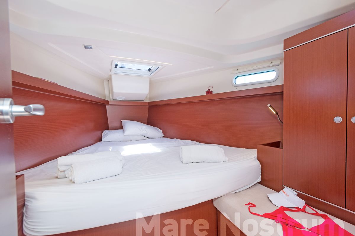 Cabin on Mare Nostrum, a Hanse Yachts Hanse 385 sailboat at Kos, Greece