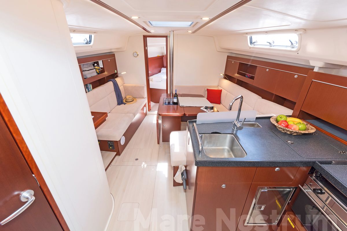 Galley of Mare Nostrum, a Hanse Yachts Hanse 385 sailboat at Kos, Greece