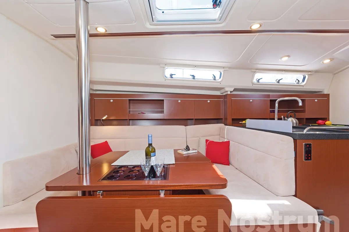 Salon of Mare Nostrum, a Hanse Yachts Hanse 385 sailboat at Kos, Greece