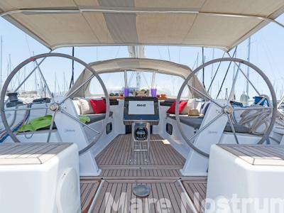 Cockpit of Mare Nostrum, a Hanse Yachts Hanse 385 sailboat at Kos, Greece