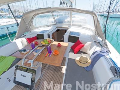 Deck of Mare Nostrum, a Hanse Yachts Hanse 385 sailboat at Kos, Greece