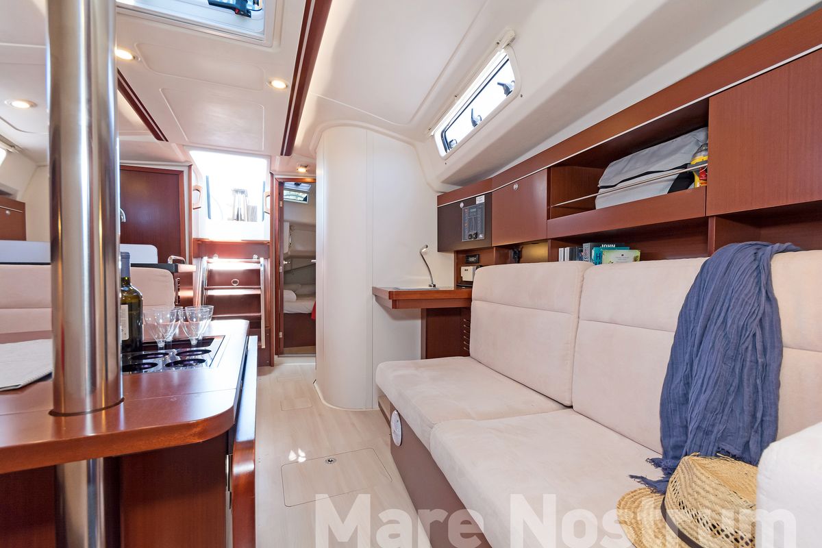 Salon of Mare Nostrum, a Hanse Yachts Hanse 385 sailboat at Kos, Greece