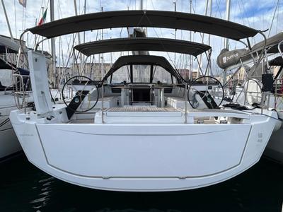 Deck of Salima, a Dufour 48 sailboat at Tonnarella, Italy