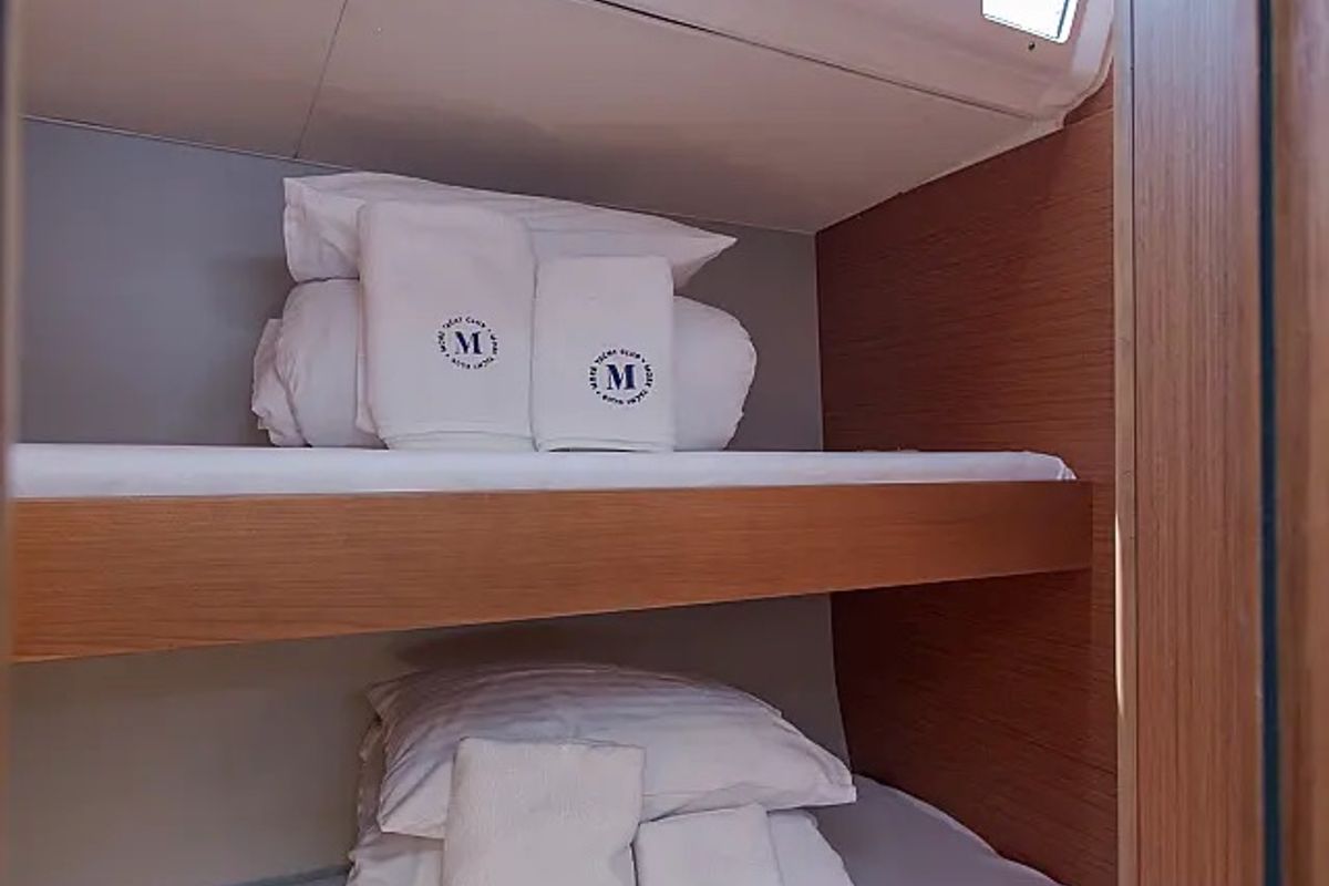 Cabin on Sonja, a Dufour 530 sailboat at Seget Donji, Croatia