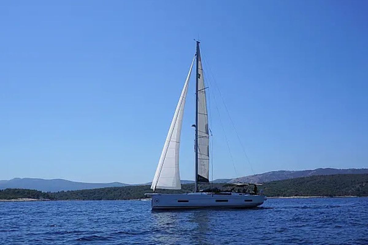 Exterior view of Sonja, a Dufour 530 sailboat at Seget Donji, Croatia