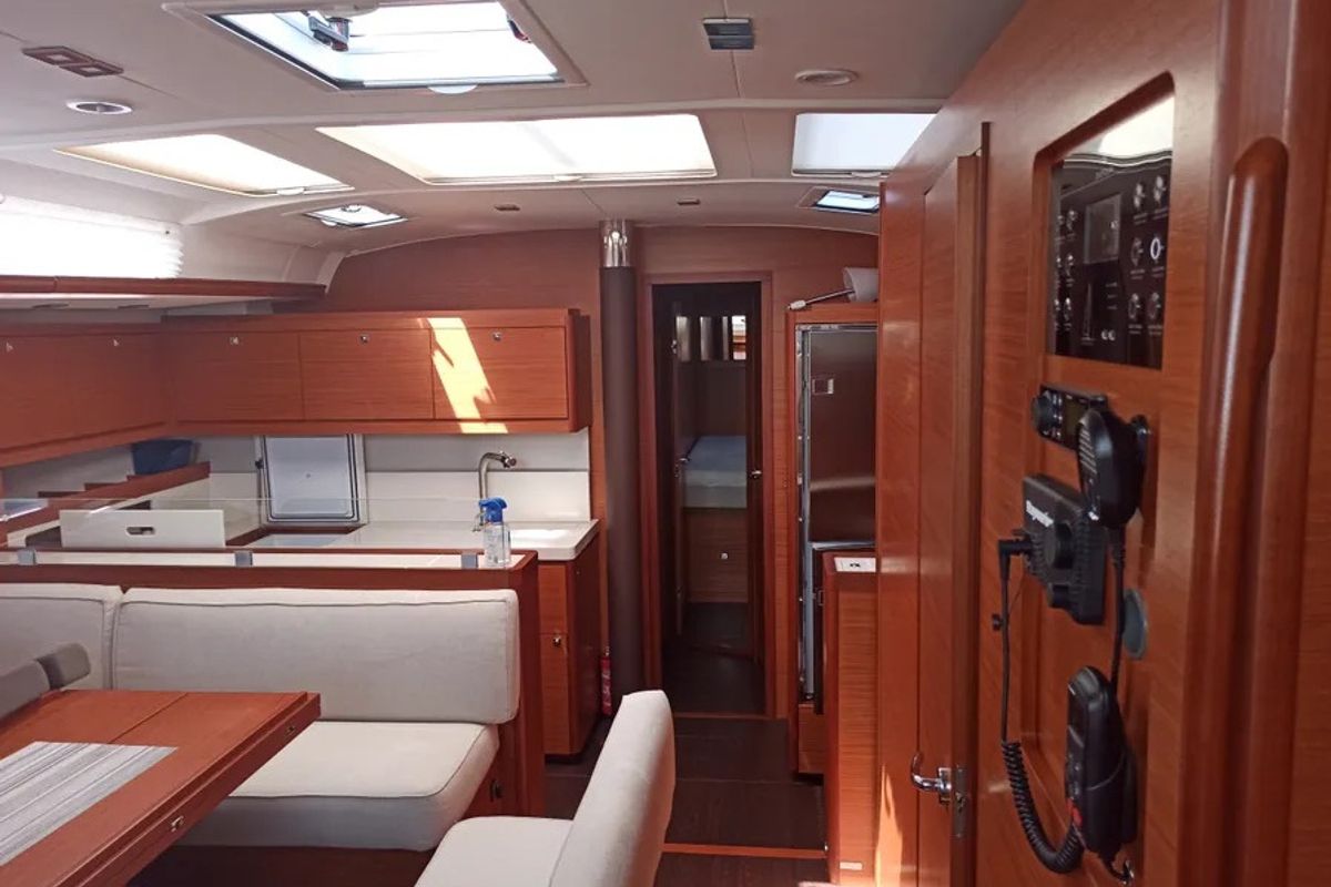 Salon of Sonja, a Dufour 530 sailboat at Seget Donji, Croatia