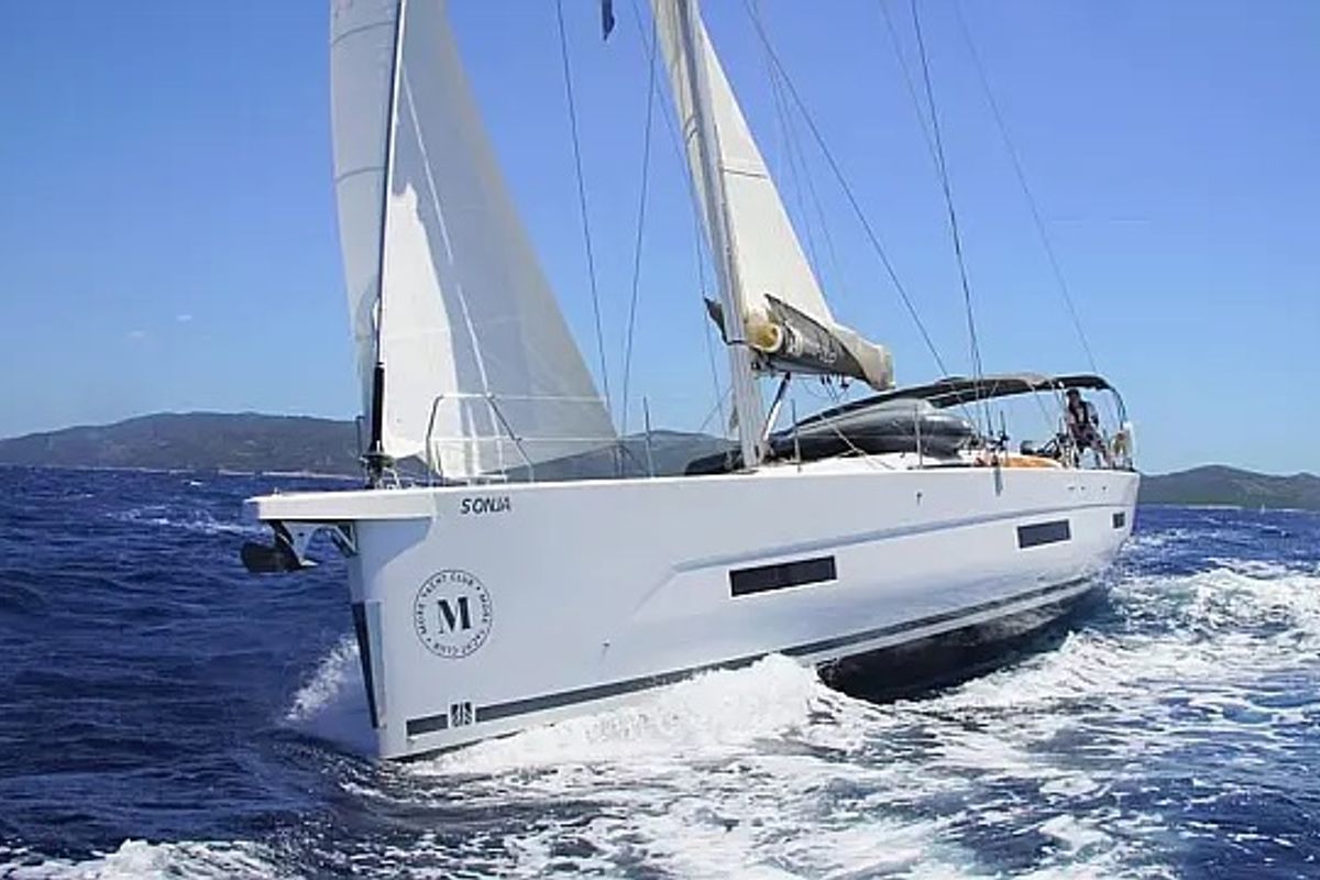 Exterior view of Sonja, a Dufour 530 sailboat at Seget Donji, Croatia