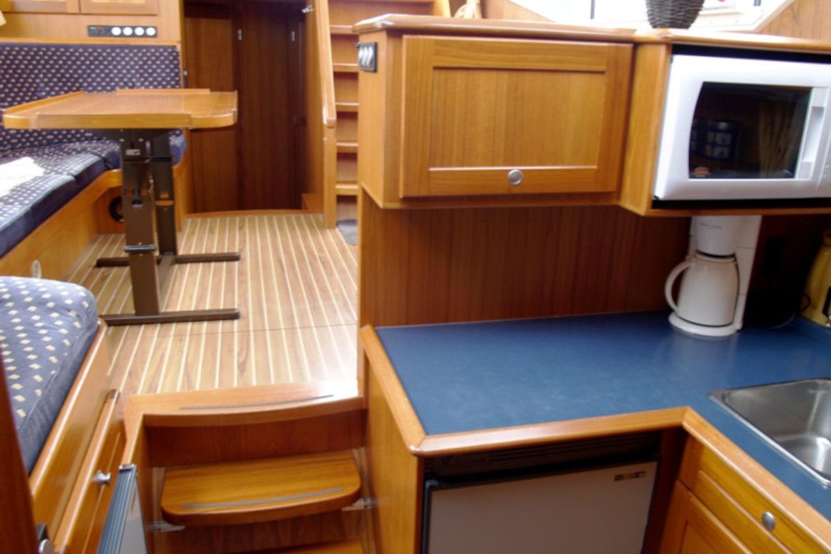 Galley of Drait 42, a De Drait Renal 36 motorboat at Drachten, Netherlands