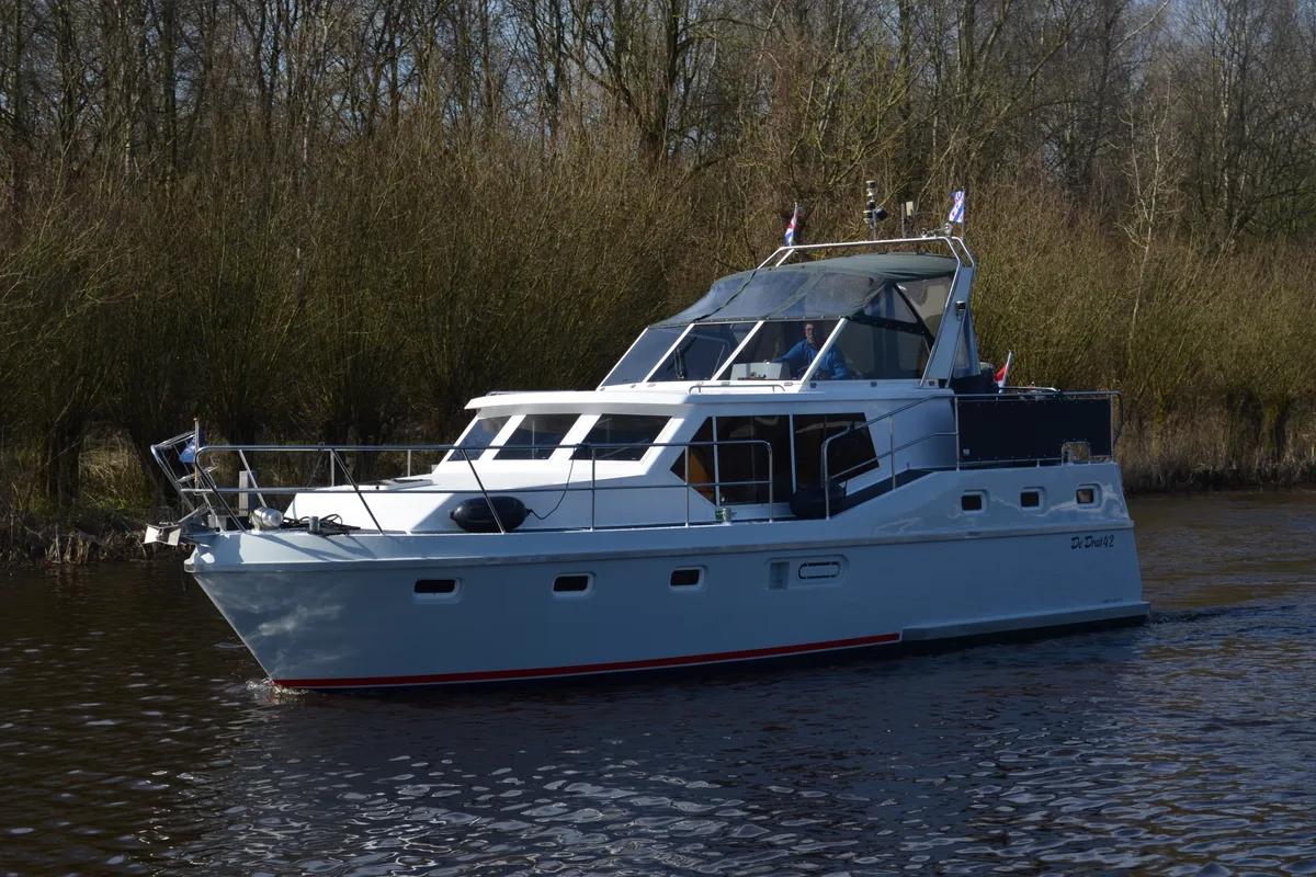 Exterior view of Drait 42, a De Drait Renal 36 motorboat at Drachten, Netherlands
