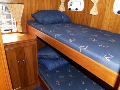 Cabin on Drait 42, a De Drait Renal 36 motorboat at Drachten, Netherlands