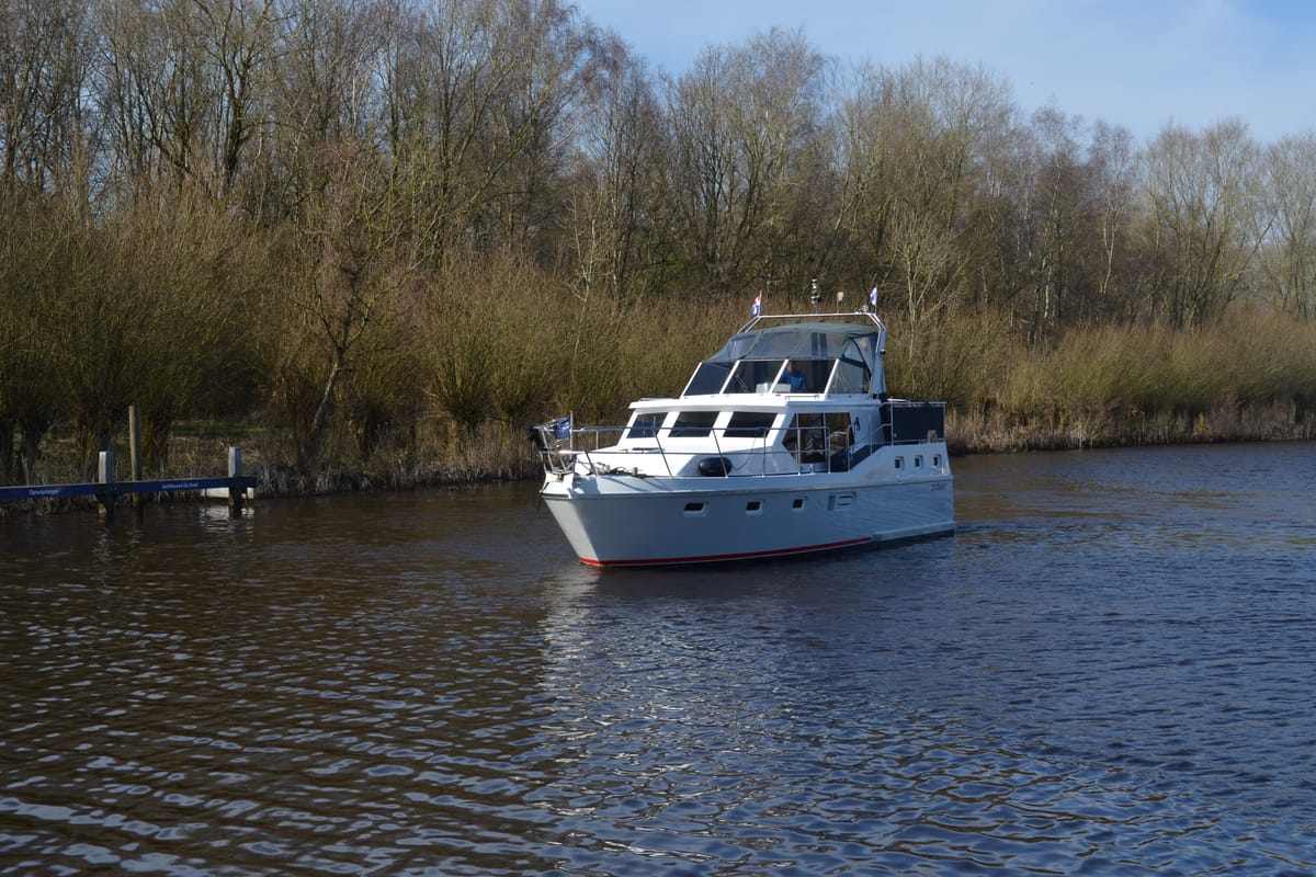 Exterior view of Drait 42, a De Drait Renal 36 motorboat at Drachten, Netherlands