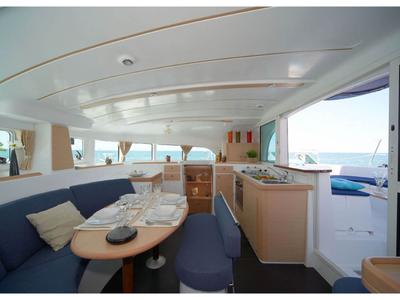 Salon of Kiss, a Lagoon 380 S2 catamaran at Nettuno, Italy