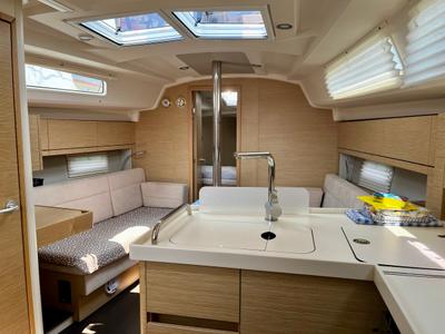 Galley of Why Not 19, a Hanse Yachts Hanse 348 sailboat at Municipal Unit of Lefkada, Greece