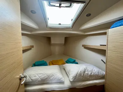 Cabin on Why Not 19, a Hanse Yachts Hanse 348 sailboat at Municipal Unit of Lefkada, Greece
