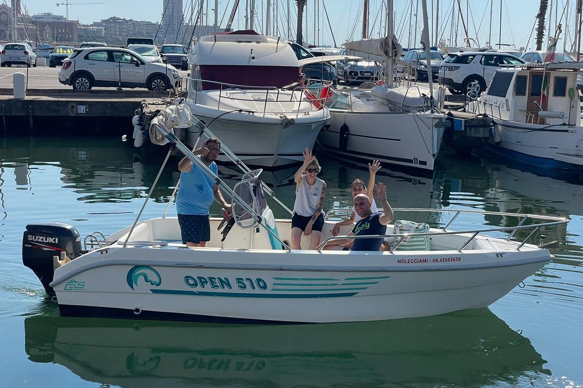 Exterior view of OPEN 510, a Gulet Motorboat motorboat at Nettuno, Italy