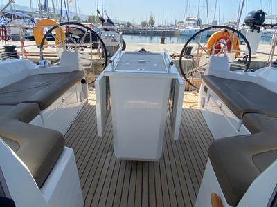 Cockpit of ARIA, a Beneteau Oceanis 40.1 sailboat at Municipal Unit of Lefkada, Greece