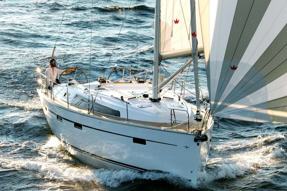 Exterior view of Lazarus, a Bavaria Cruiser 41S sailboat at Pirovac, Croatia