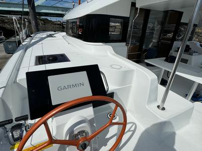 Cockpit of El Paso 2, a Excess 14 catamaran at Općina Rogoznica, Croatia