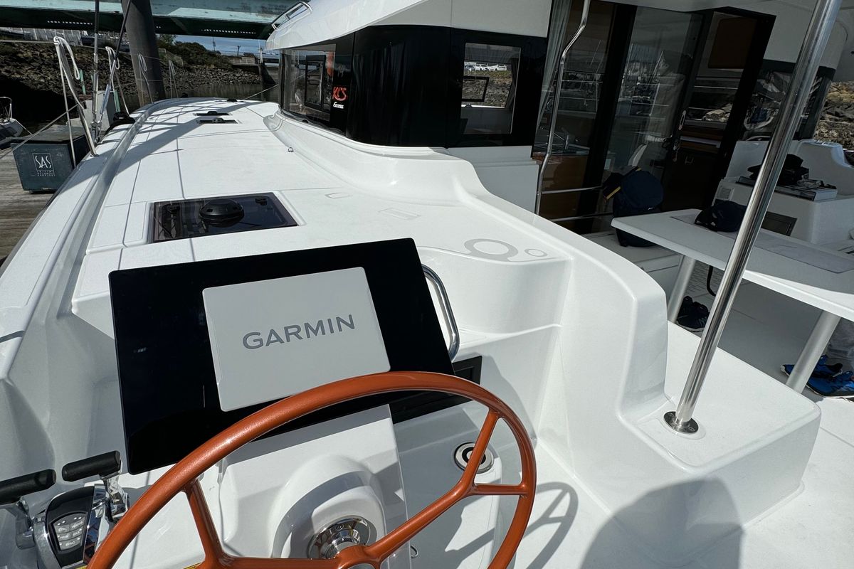 Cockpit of El Paso 2, a Excess 14 catamaran at Općina Rogoznica, Croatia