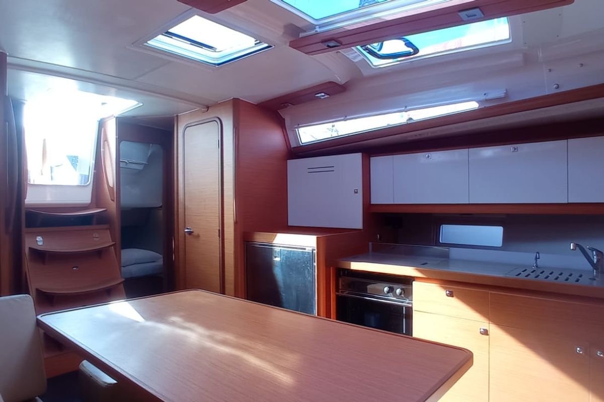 Galley of Tiche, a Dufour 390 Grand Large sailboat at Palermo, Italy