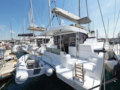 Deck of Baycat, a Bali Catspace catamaran at Grad Biograd na Moru, Croatia