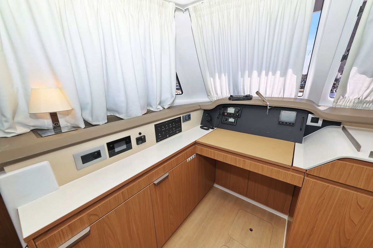 Cockpit of Baycat, a Bali Catspace catamaran at Grad Biograd na Moru, Croatia