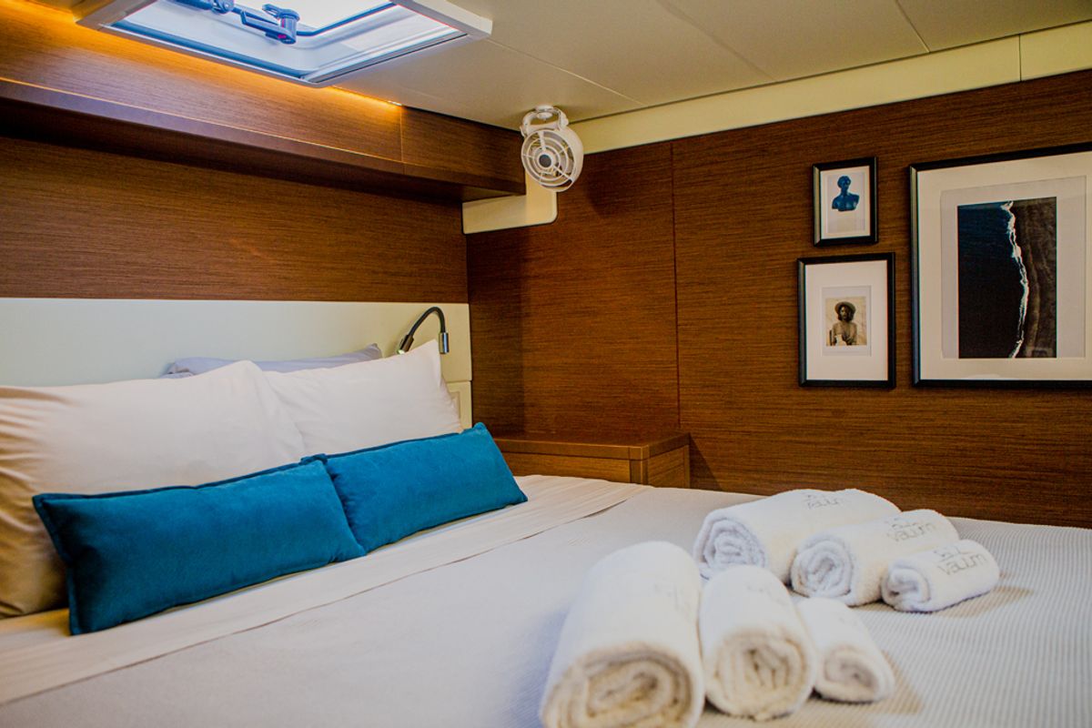 Cabin on ELVIRA 52, a Lagoon 52F catamaran at Athens, Greece