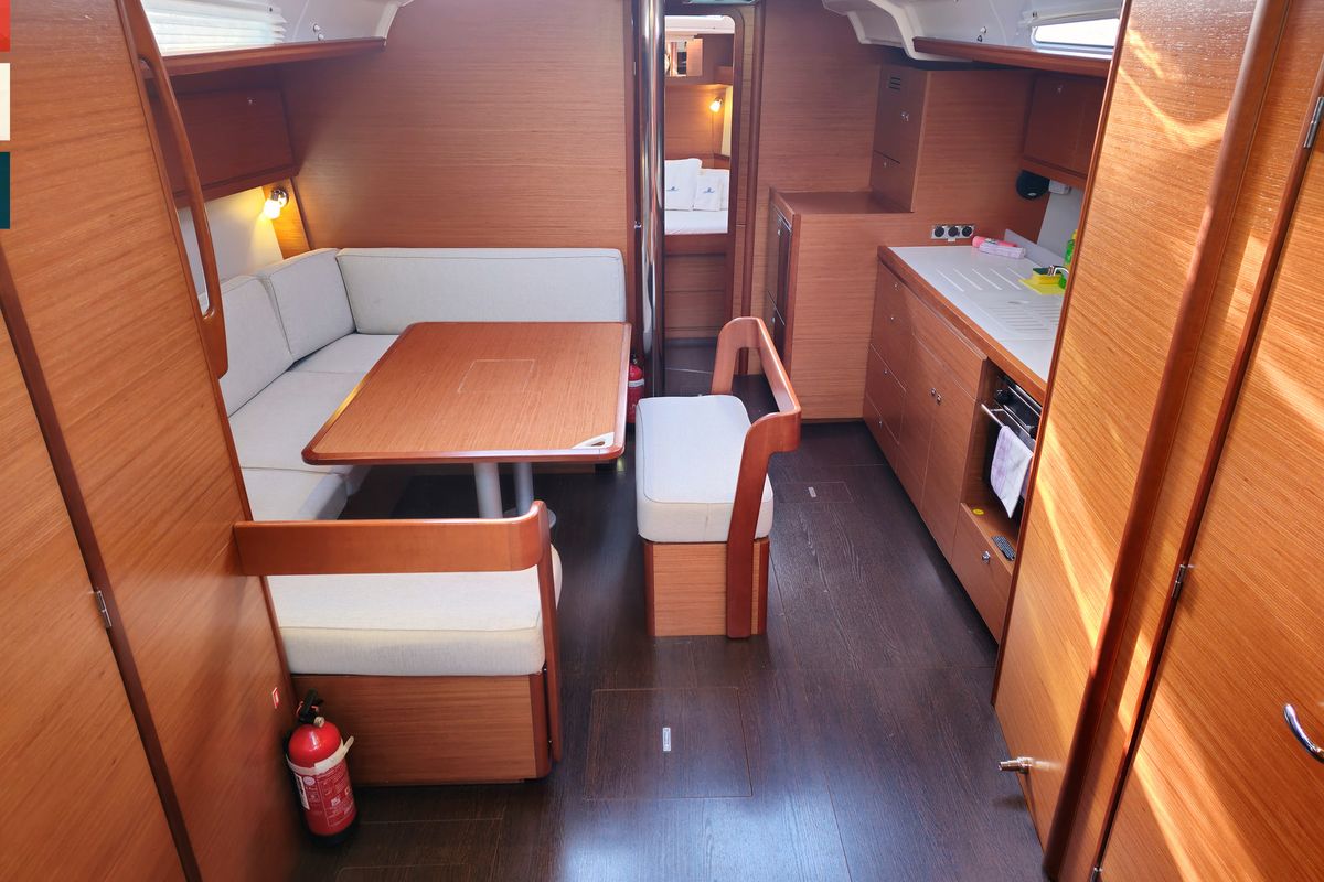 Salon of Grazioso, a Dufour 430 GL sailboat at Općina Rogoznica, Croatia