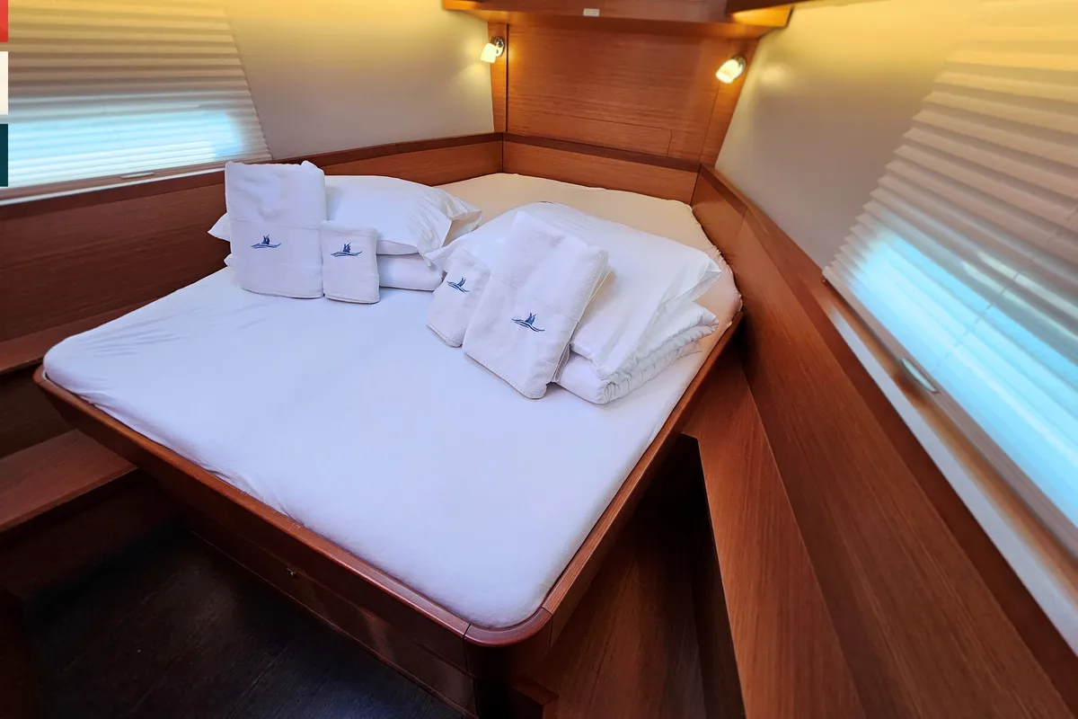 Cabin on Grazioso, a Dufour 430 GL sailboat at Općina Rogoznica, Croatia