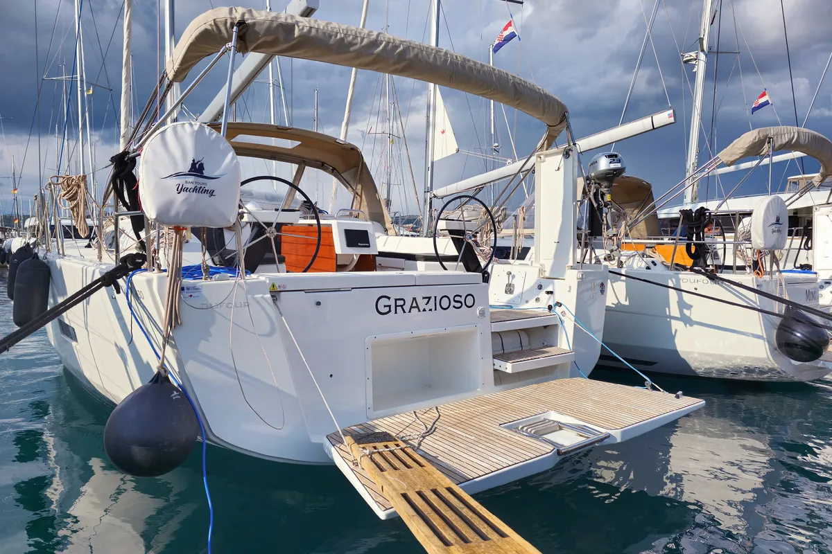 Galley of Grazioso, a Dufour 430 GL sailboat at Općina Rogoznica, Croatia
