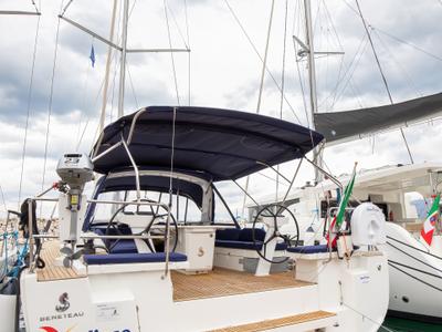 Cockpit of Calipso, a Beneteau Oceanis 51.1 sailboat at Salerno, Italy