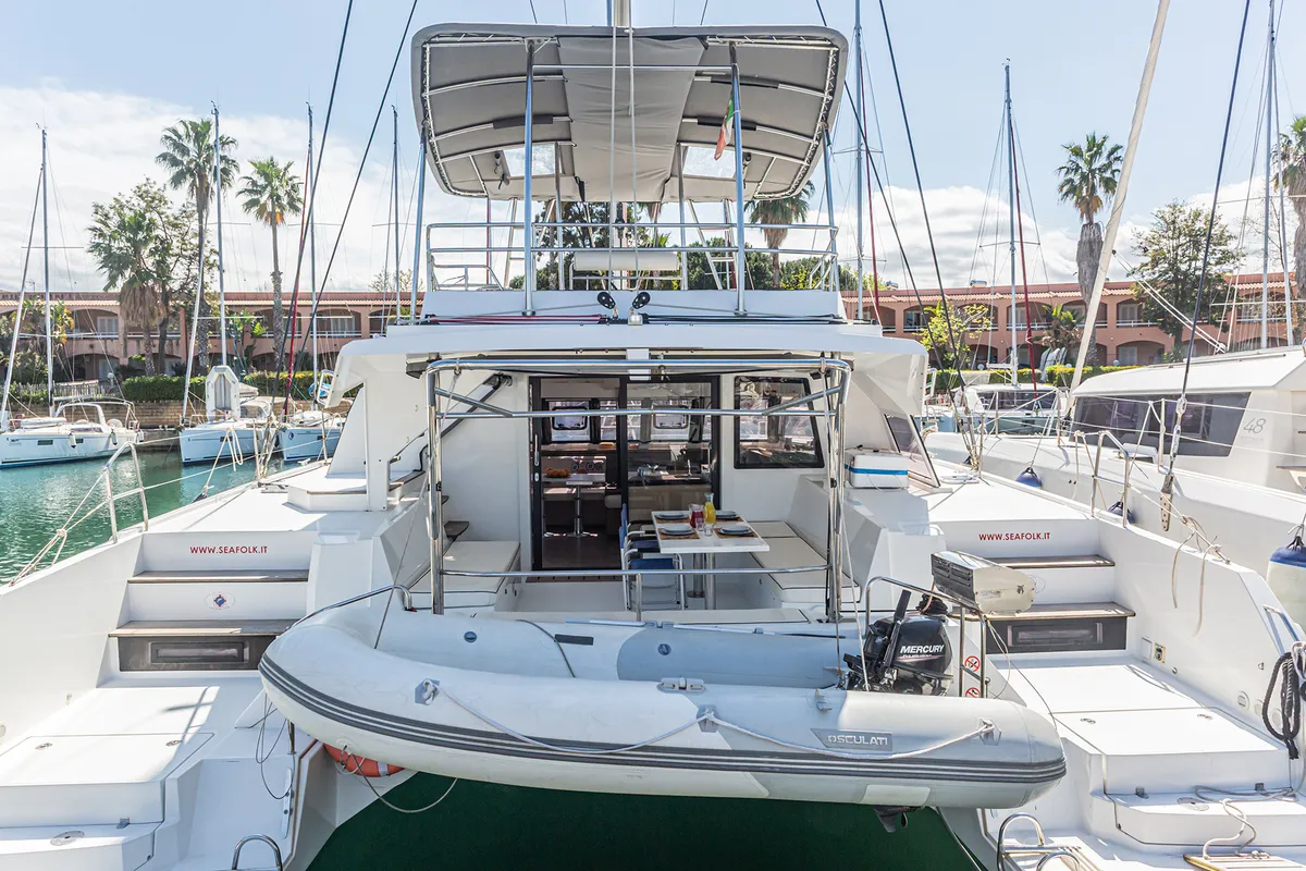 Harmony Planet, a Nautitech Rochefort Nautitech 46 Fly catamaran at Tonnarella, Italy