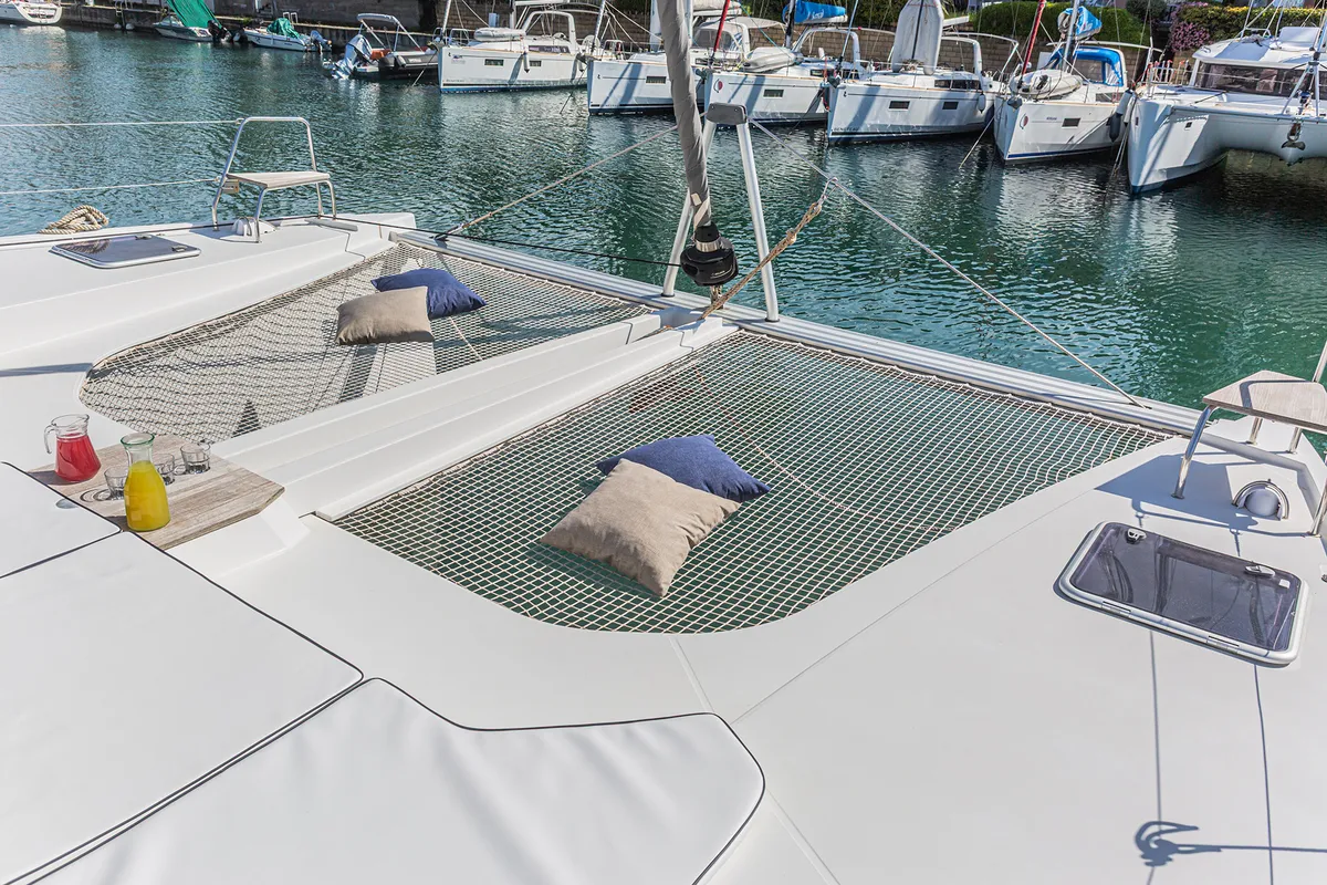 Harmony Planet, a Nautitech Rochefort Nautitech 46 Fly catamaran at Tonnarella, Italy