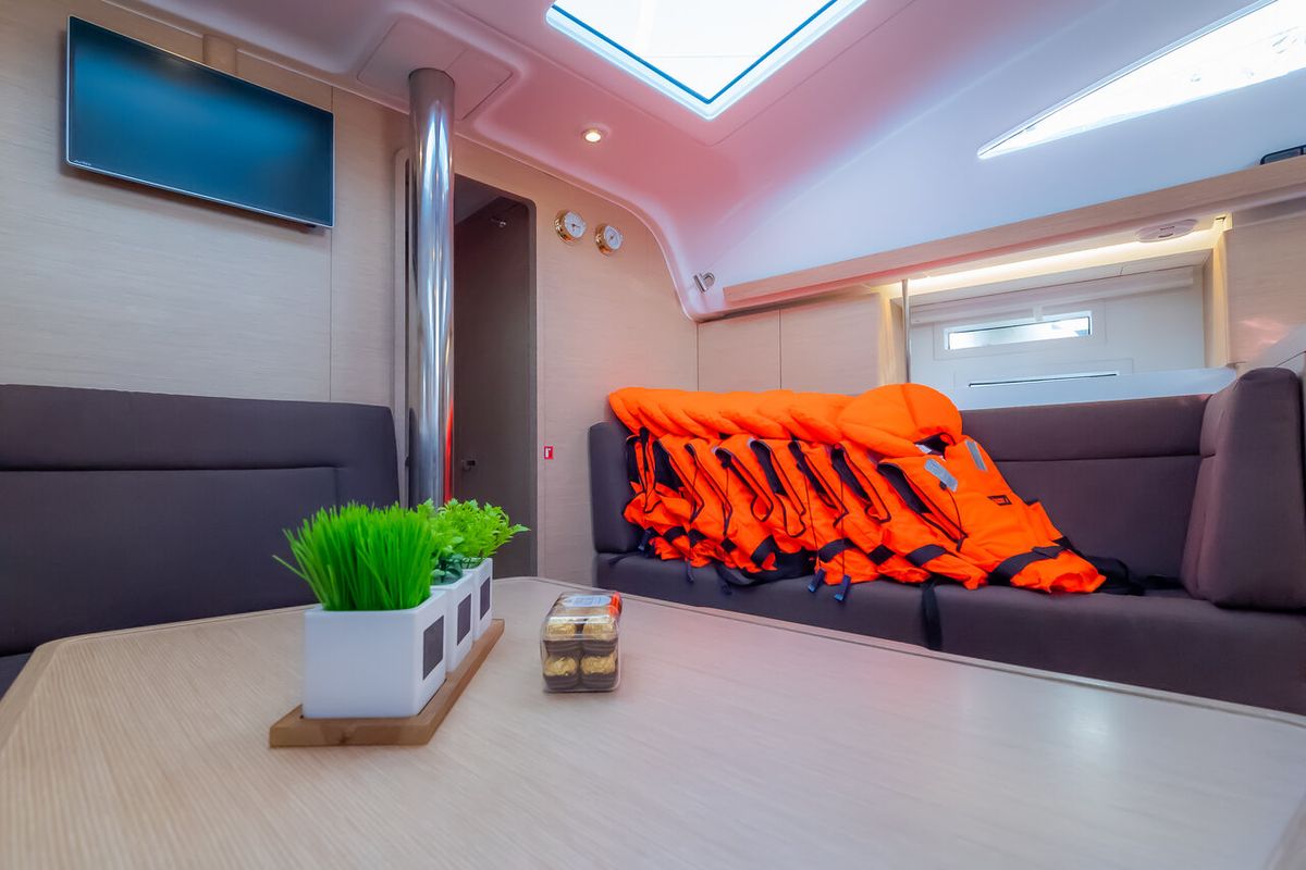 Salon of Amiya, a Elan Impression 45 sailboat at Grad Biograd na Moru, Croatia