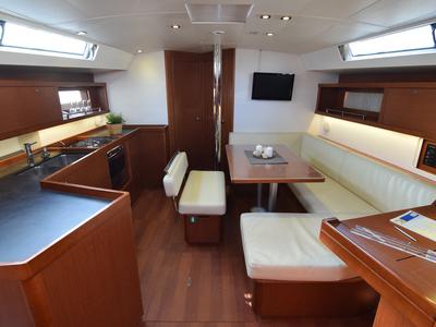 Salon of Semiramis, a Beneteau Oceanis 45 sailboat at Kontokali, Greece