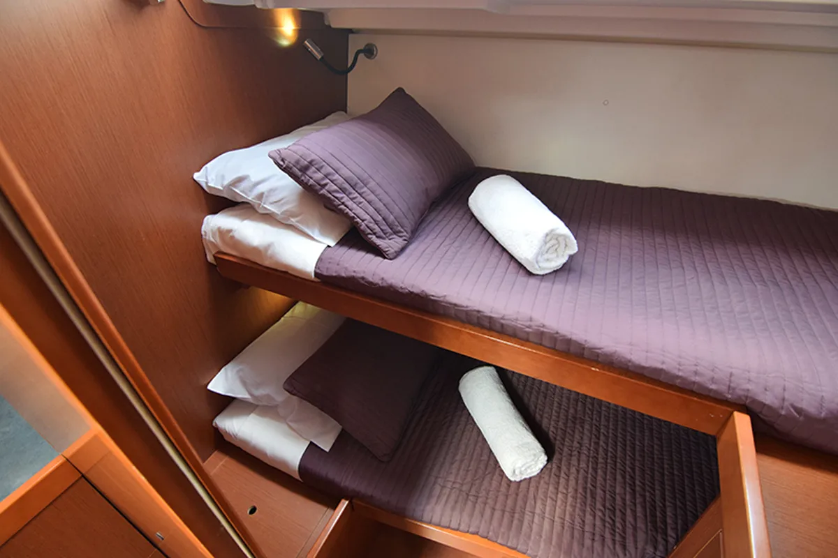 Cabin on Butterfly, a Beneteau Oceanis 48 sailboat at Gouvia, Greece