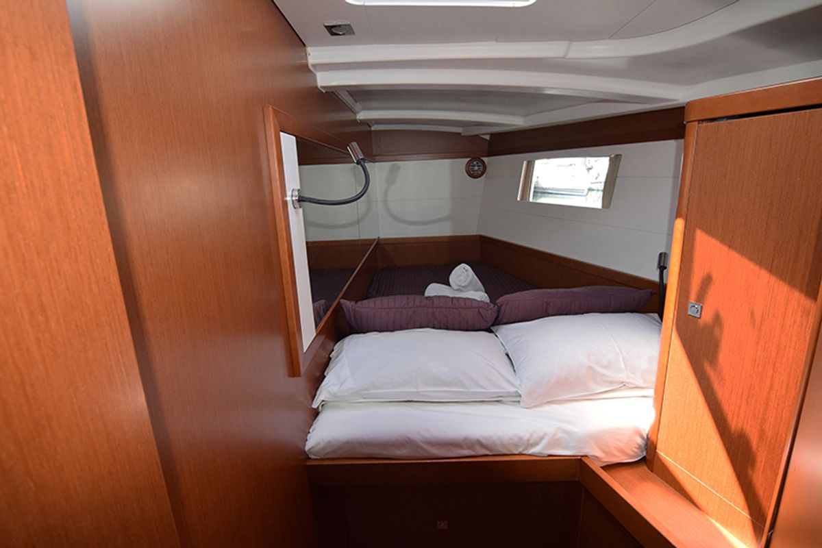 Cabin on Butterfly, a Beneteau Oceanis 48 sailboat at Gouvia, Greece