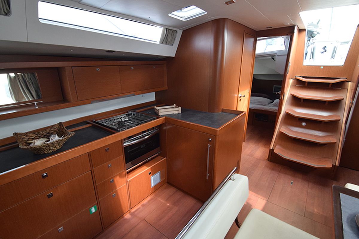 Galley of Butterfly, a Beneteau Oceanis 48 sailboat at Gouvia, Greece
