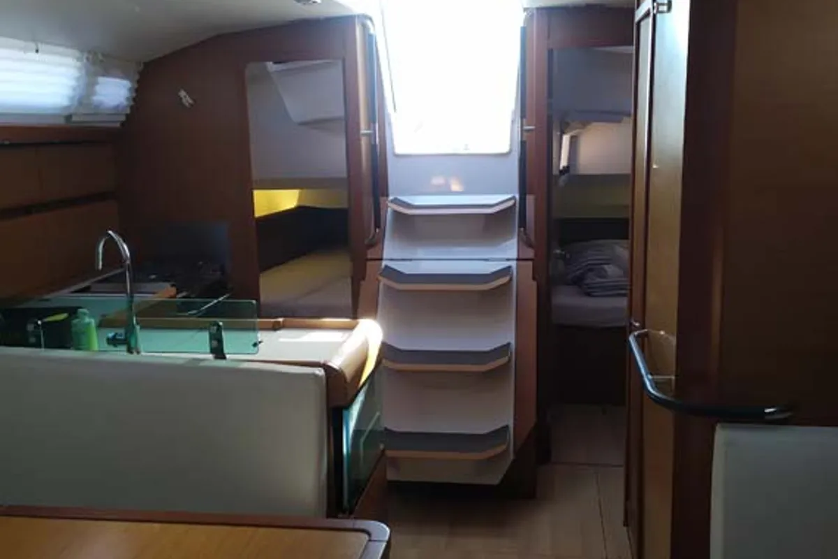 Salon of Mango Tango, a Jeanneau Sun Odyssey 419 sailboat at Grad Trogir, Croatia