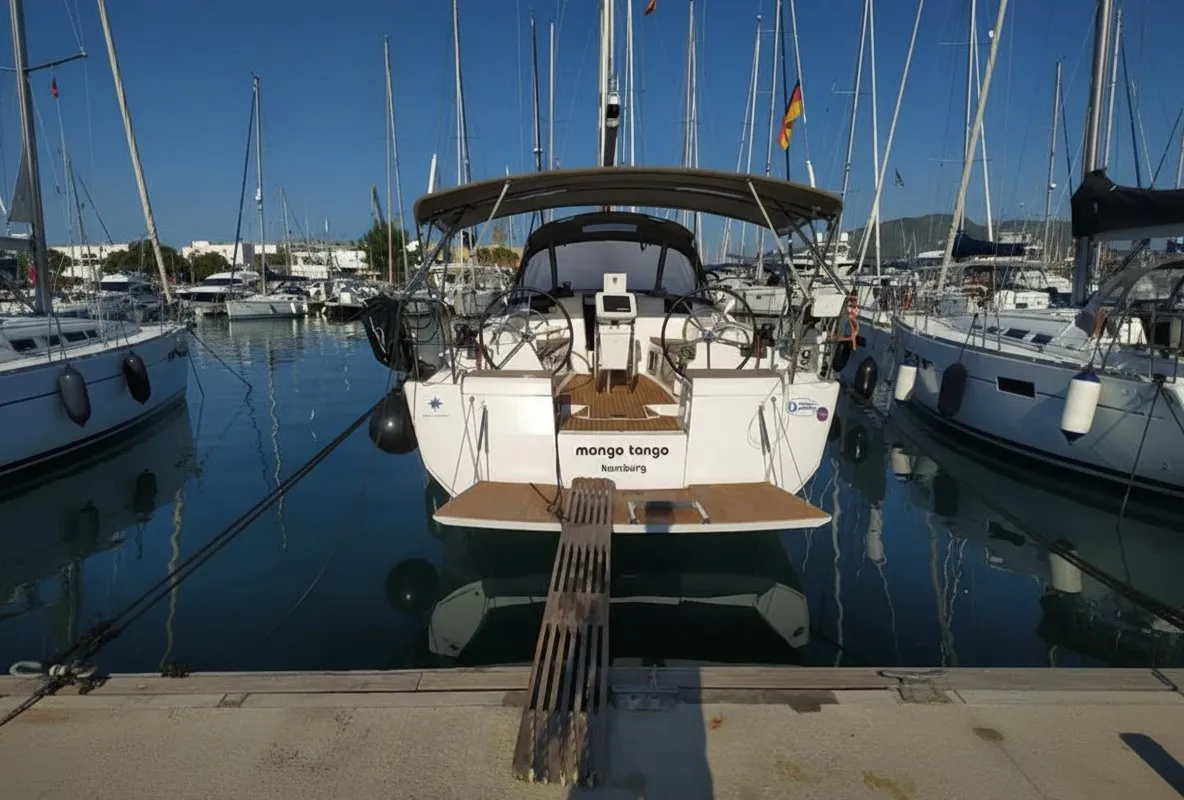 Exterior view of Mango Tango, a Jeanneau Sun Odyssey 419 sailboat at Grad Trogir, Croatia