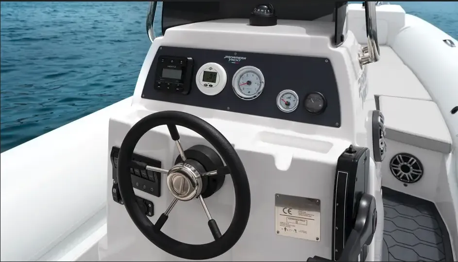 Cockpit of NN, a BWA 19 Sport GT rib at Olbia, Italy
