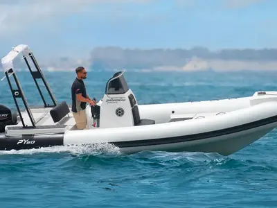 Exterior view of NN, a BWA 19 Sport GT rib at Olbia, Italy