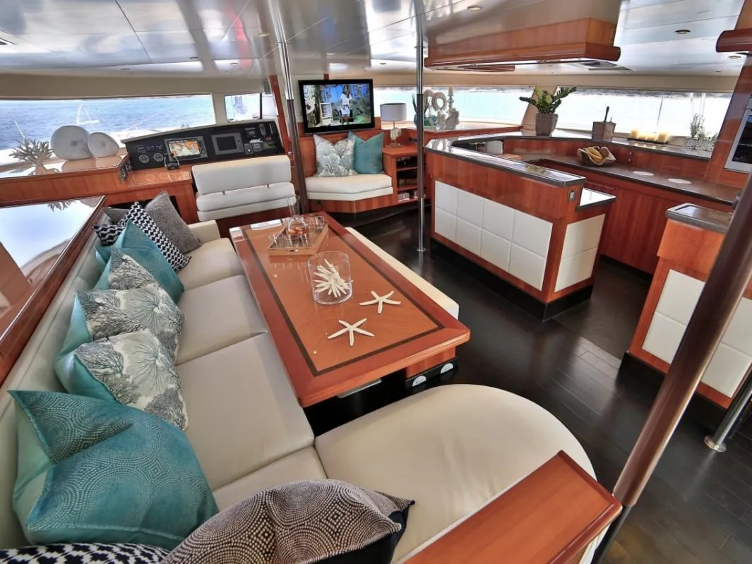 World's End, a Fountaine Pajot Galathea 65 catamaran at Municipal Unit of Nea Peramos, Greece